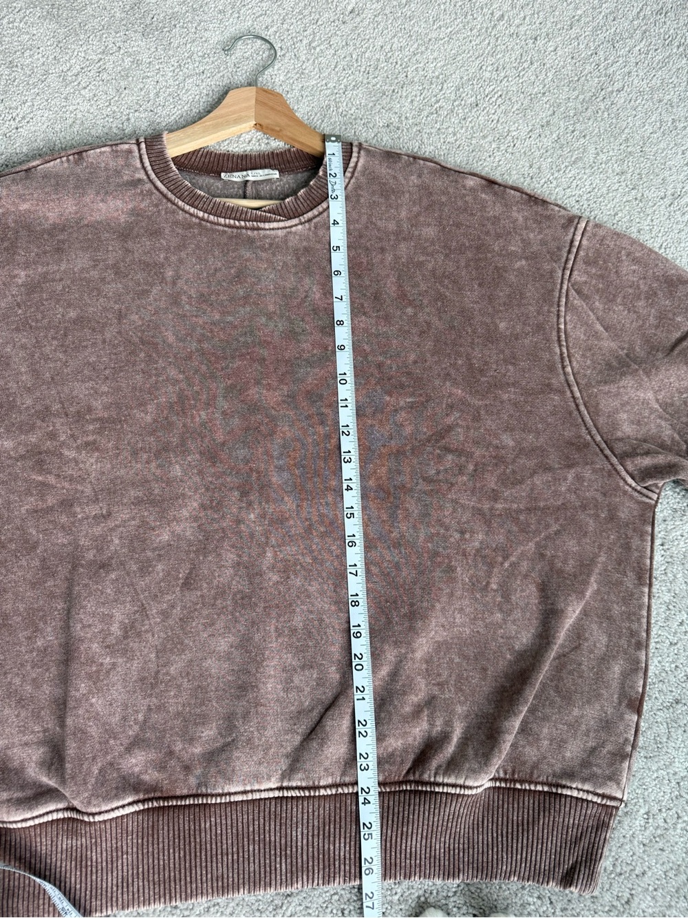 Zenana Acid Washed Crewneck Brown Sweater | S/M & L/XL - Picture 10 of 12